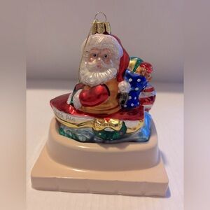 Vintage Nautical Santa-Handcrafted Glass Ornaments